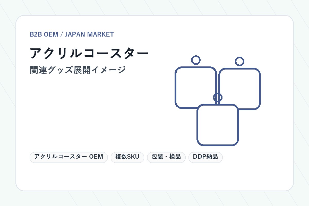 アクリルコースター OEM 関連グッズ展開イメージ