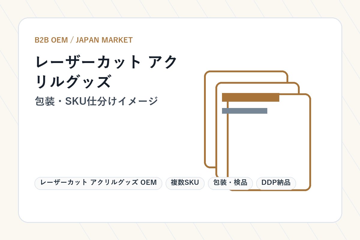 レーザーカット アクリルグッズ OEM 包装・SKU仕分けイメージ