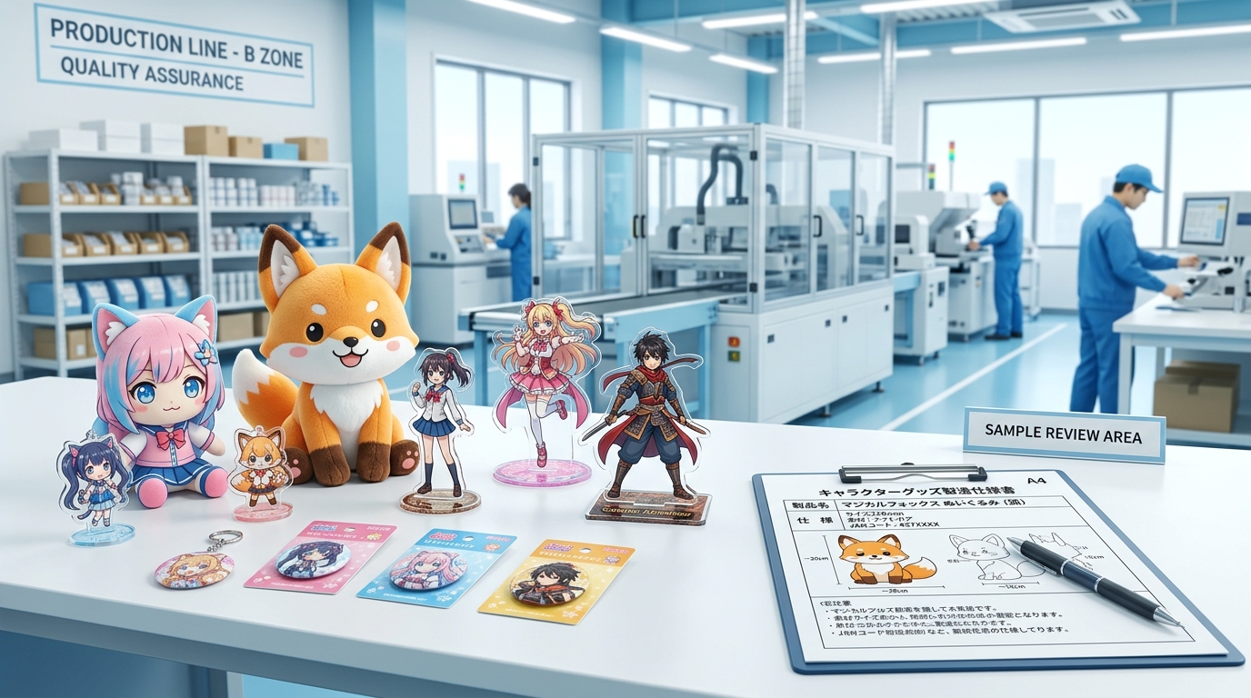 キャラクターグッズOEM量産前の仕様書とサンプル確認