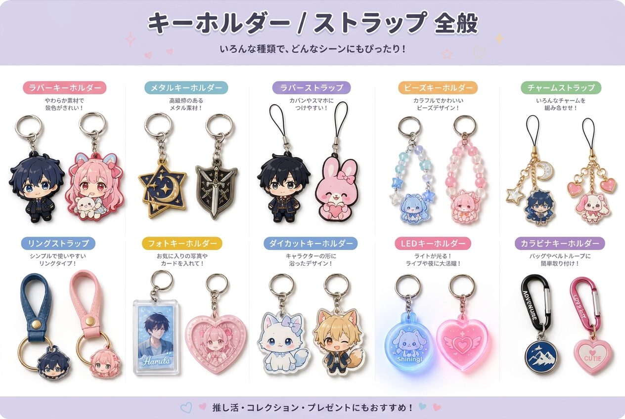 オリジナルキーホルダー ストラップ アクリル PVC 金属 キャラクターグッズ OEM