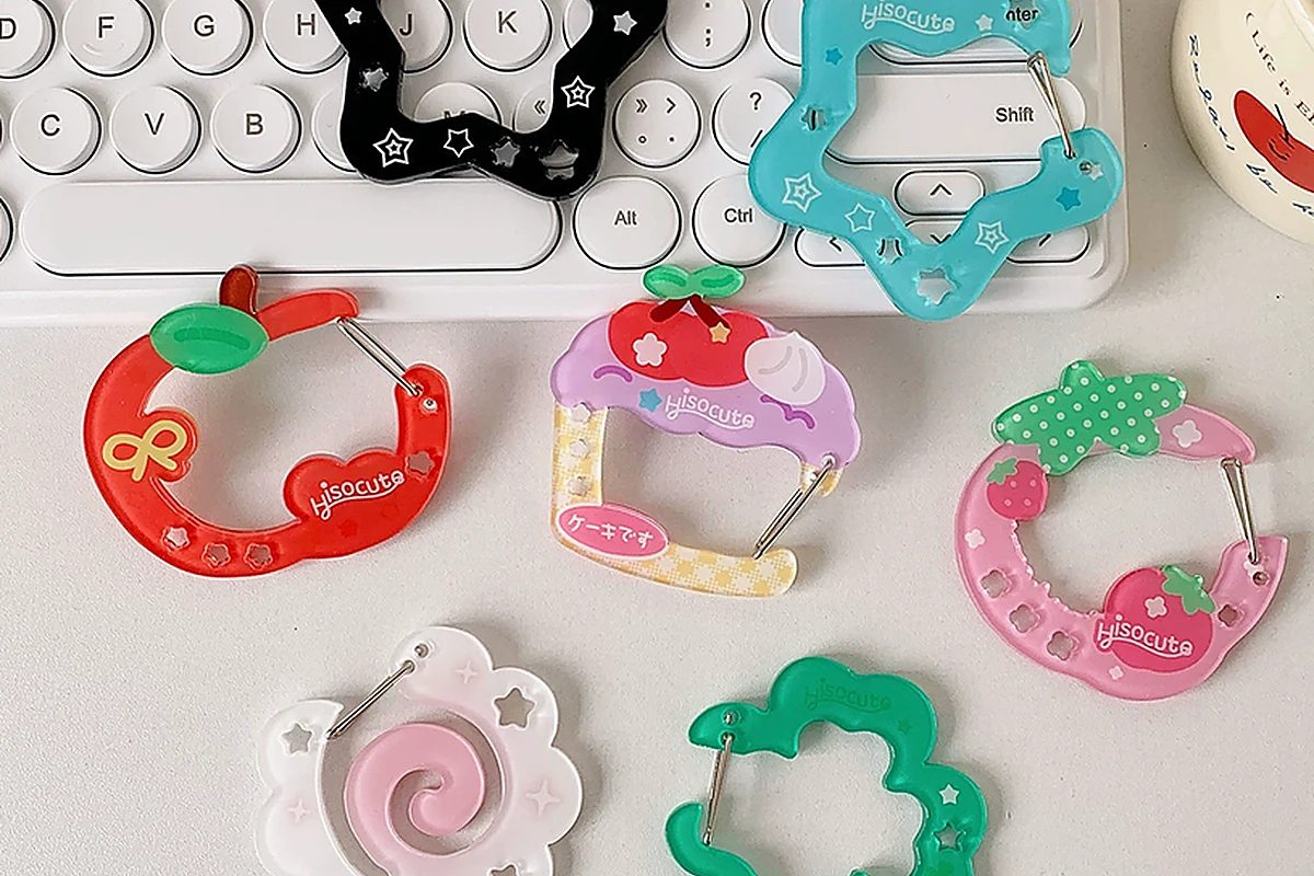 Multiple SKU acrylic carabiner color and design assortment
