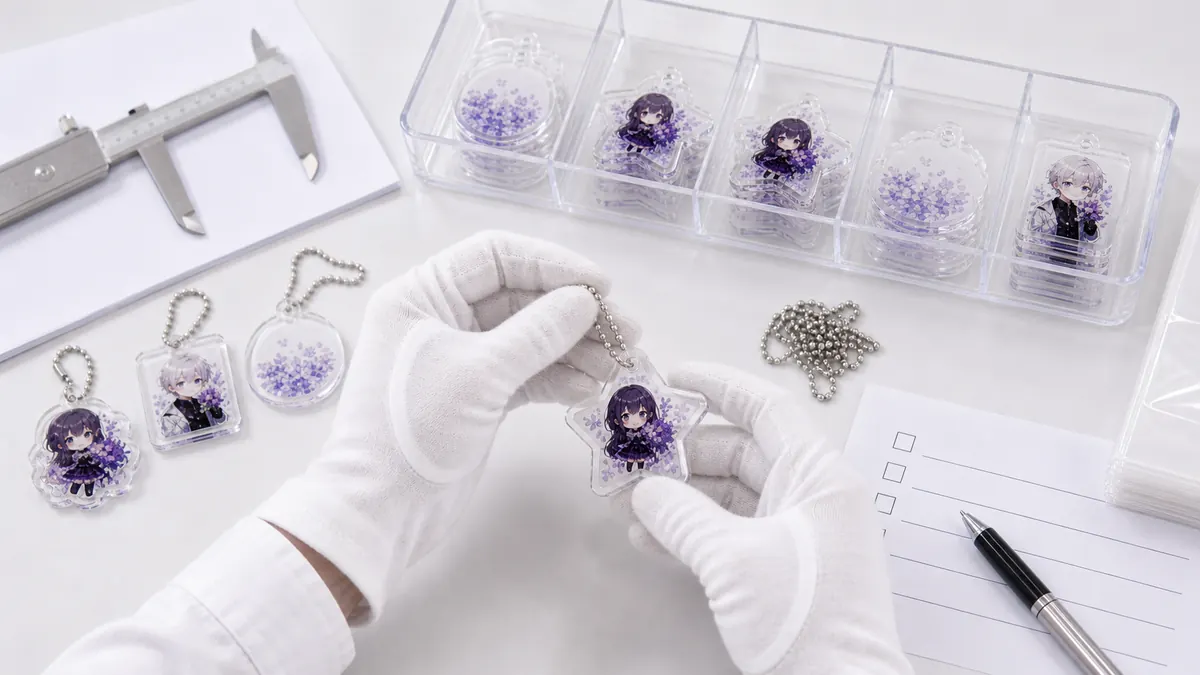 アクリルチャーム OEM 量産前サンプルと検品