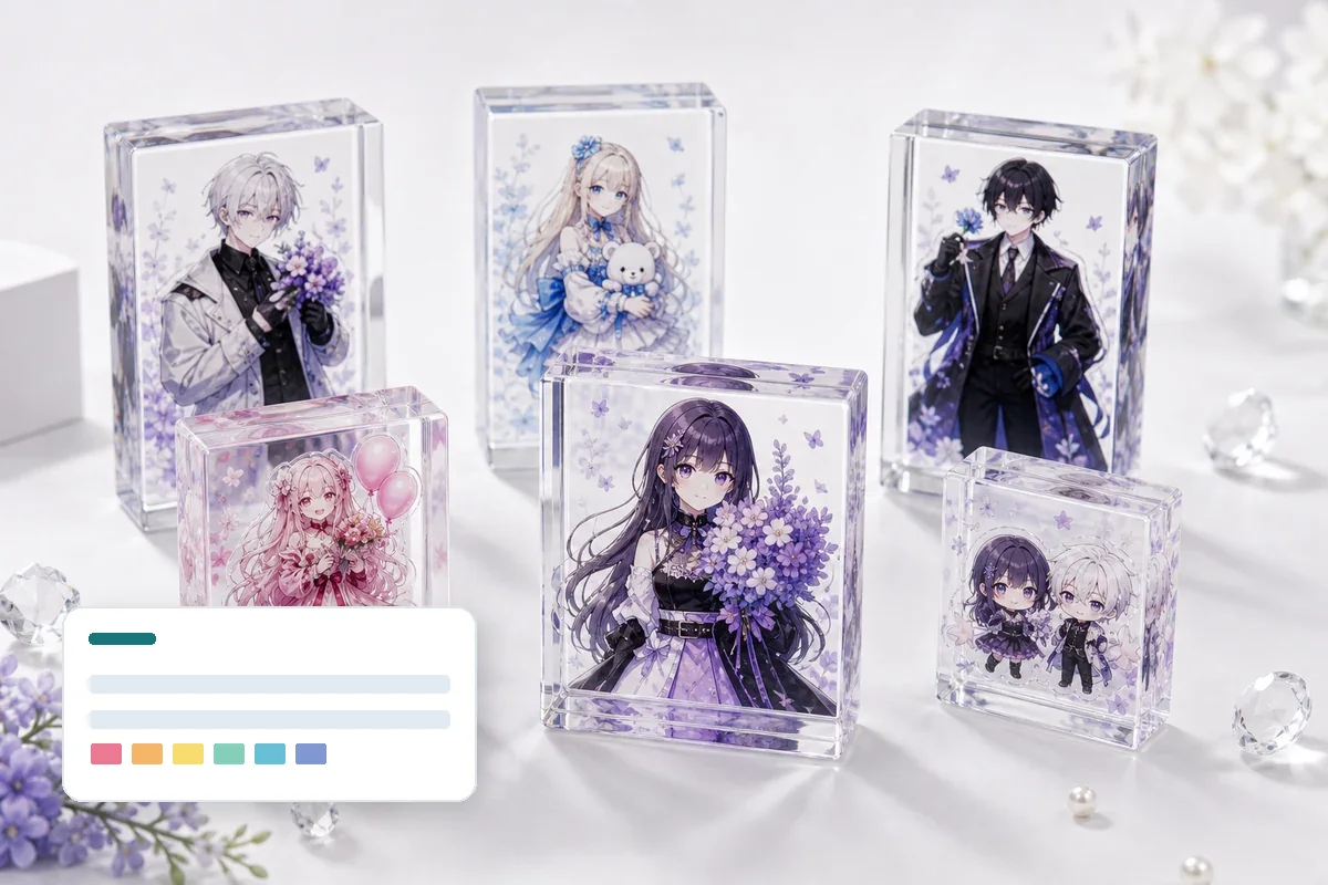 Approved color standard samples using acrylic blocks and acrylic coasters