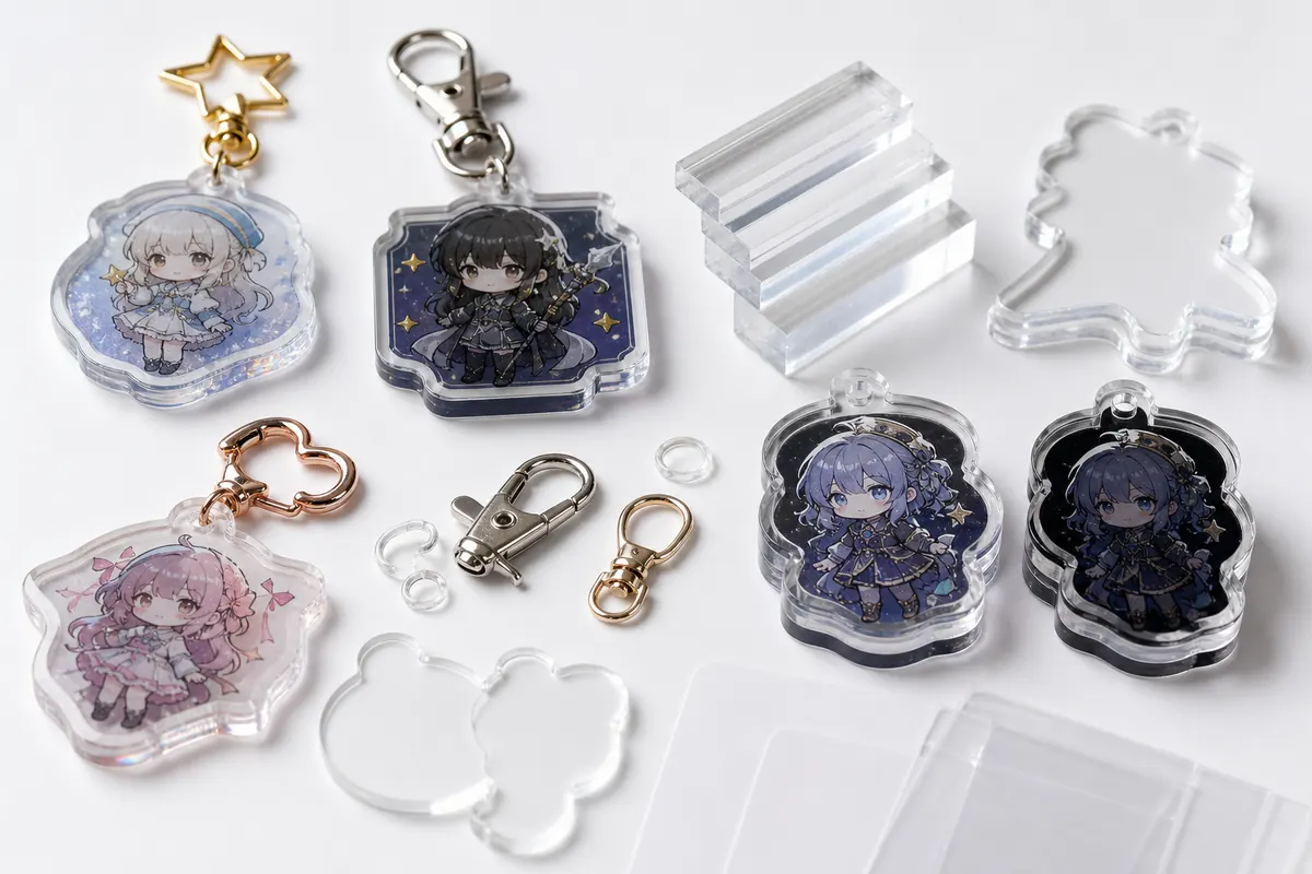 アクリルキーホルダー OEM 素材と仕様確認イメージ