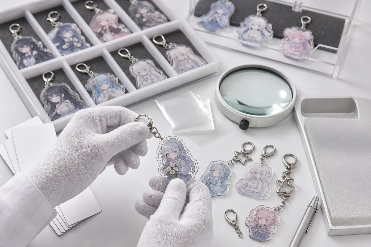 アクリルキーホルダー OEM 量産前サンプルと検品