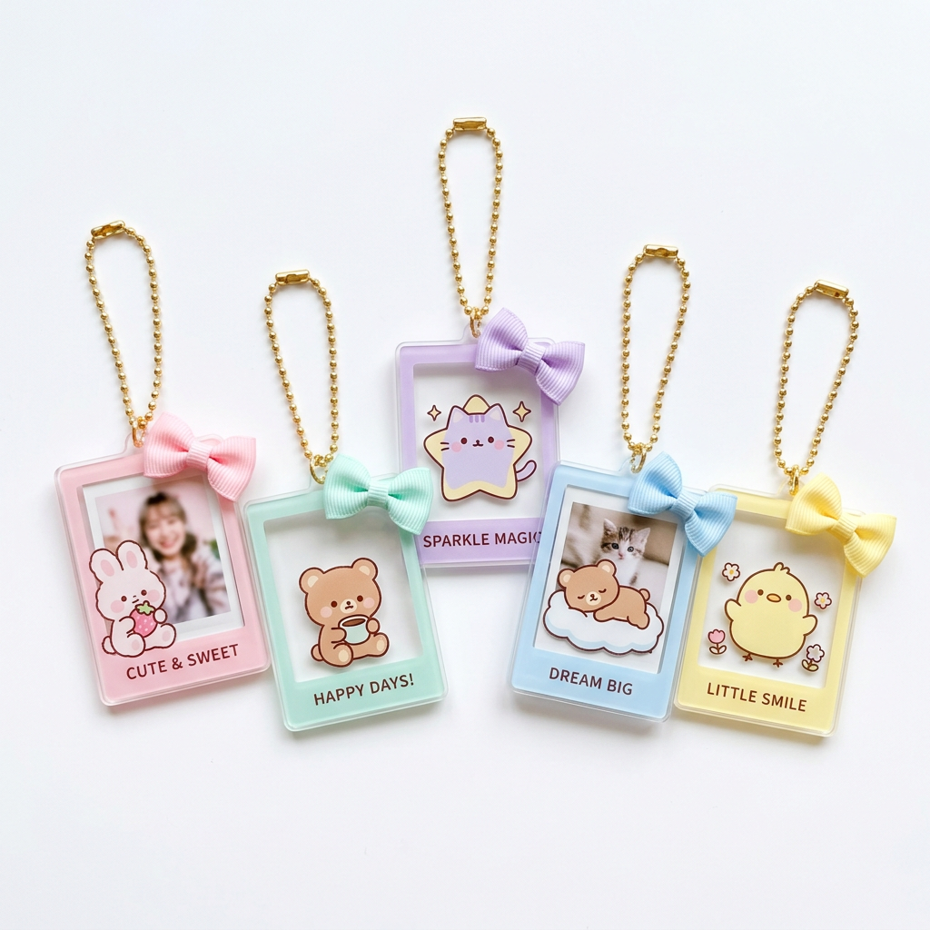 パステルカラーのオリジナルアクリルミニフォトチャーム