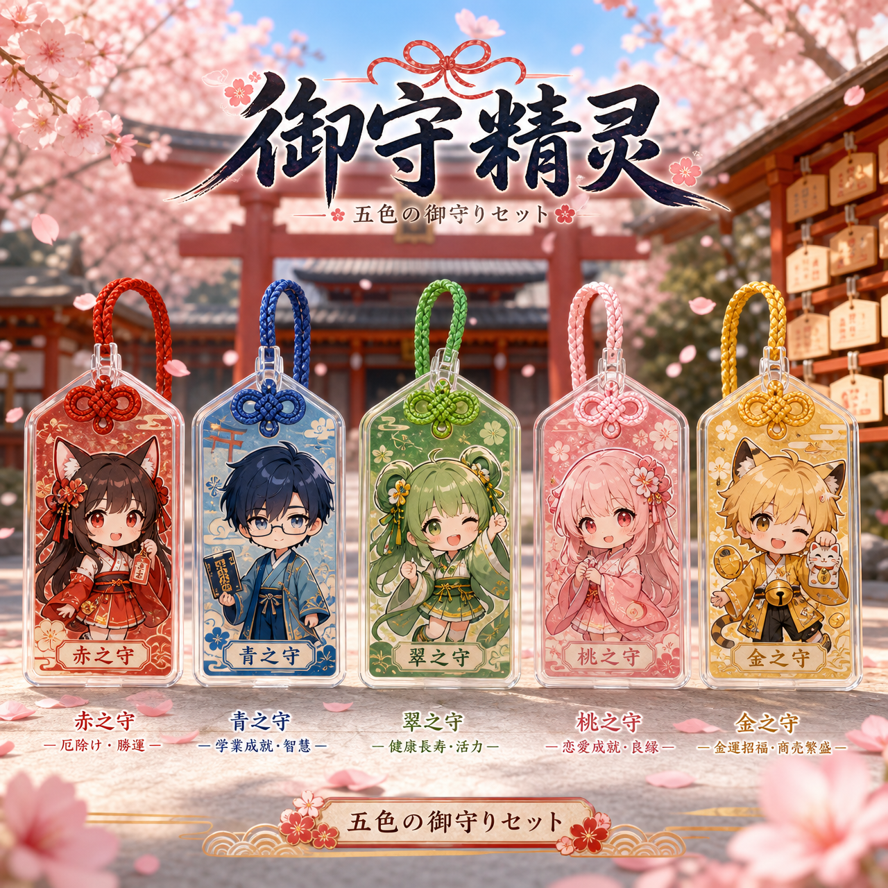 複数カラーのアクリルお守りチャームOEMサンプル