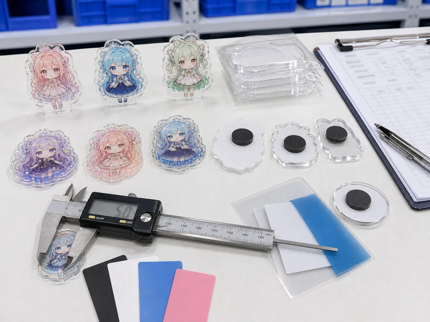 Back-side magnet thickness and acrylic edge specification check for acrylic fridge magnet OEM
