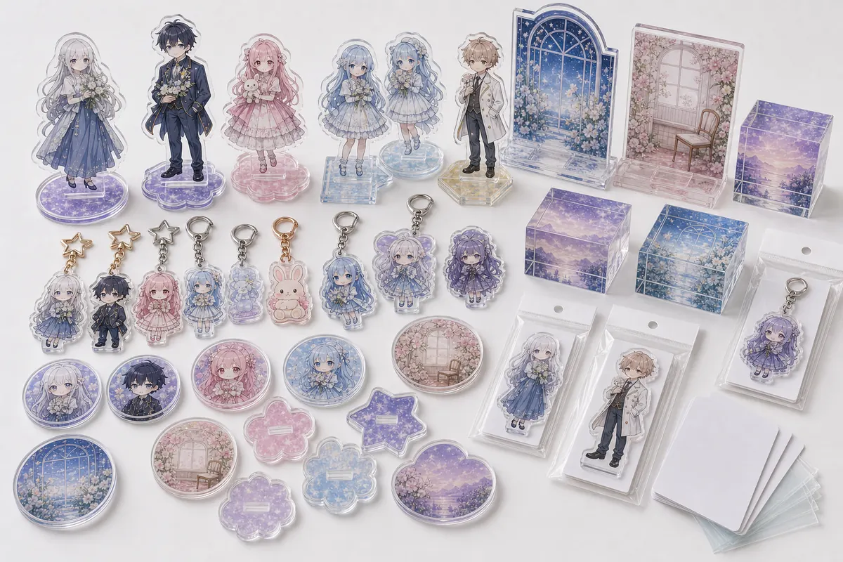 ゆらゆらアクリルスタンドや関連アクスタ仕様の展開イメージ