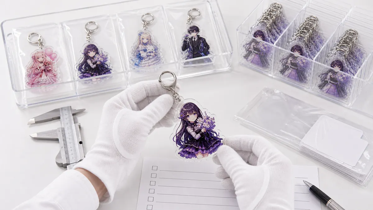 アニメイベント アクリルキーホルダー 製作 量産前サンプルと検品