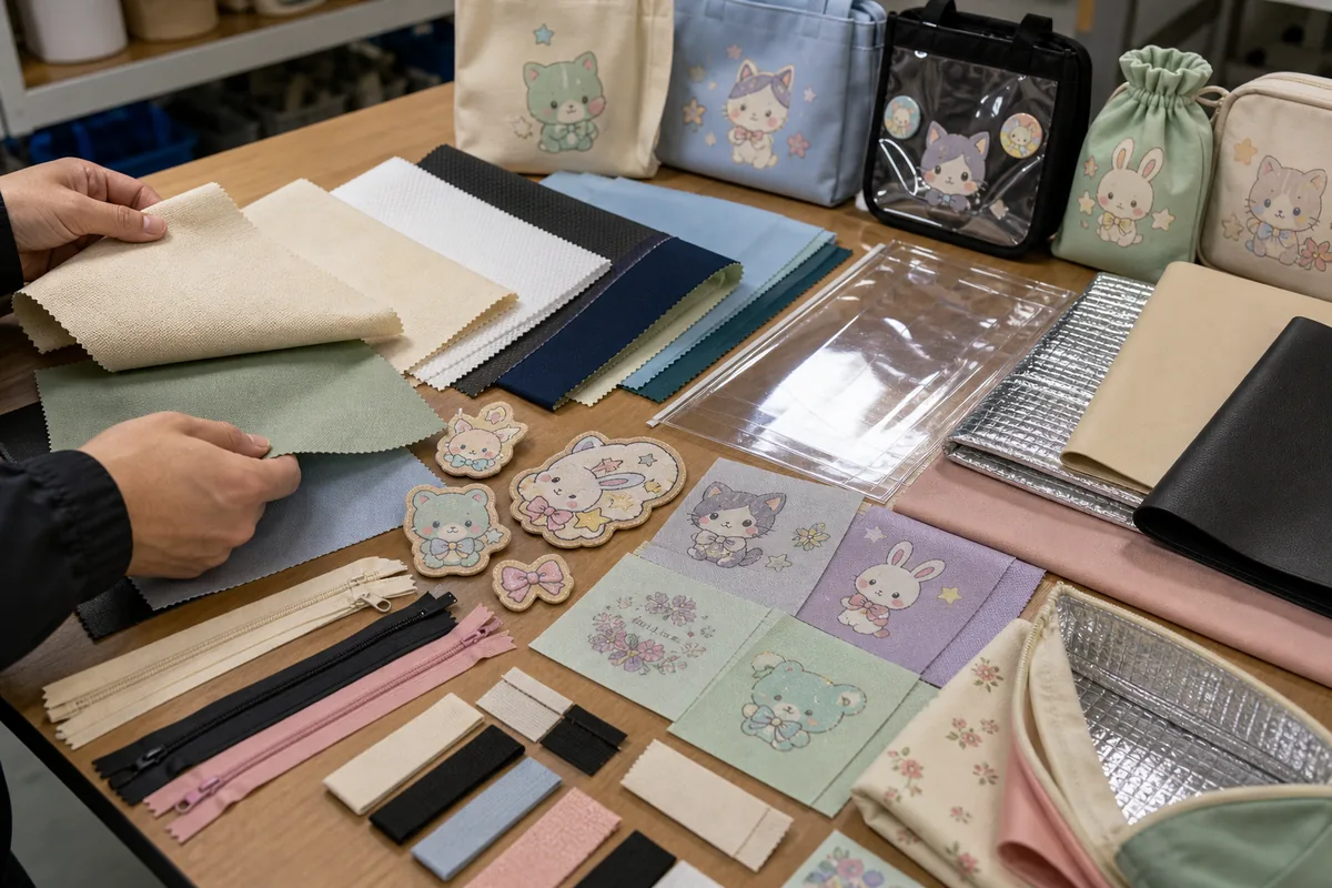 Material, printing, sewing and parts review for bag pouch OEM production