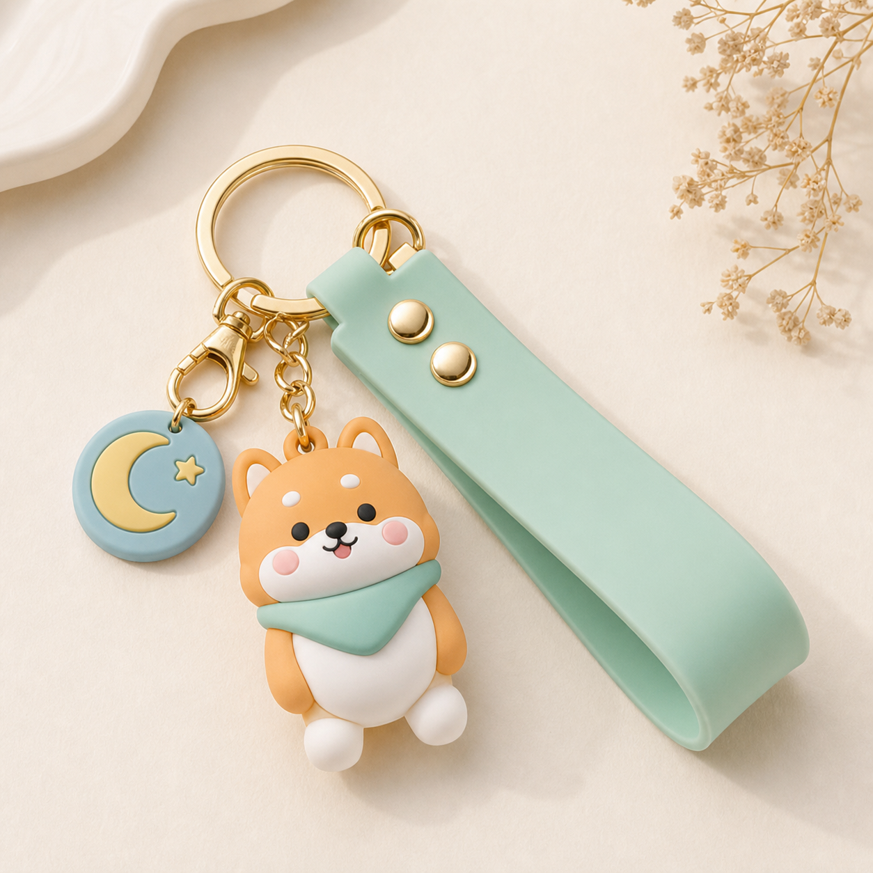 Short soft PVC strap keyrings