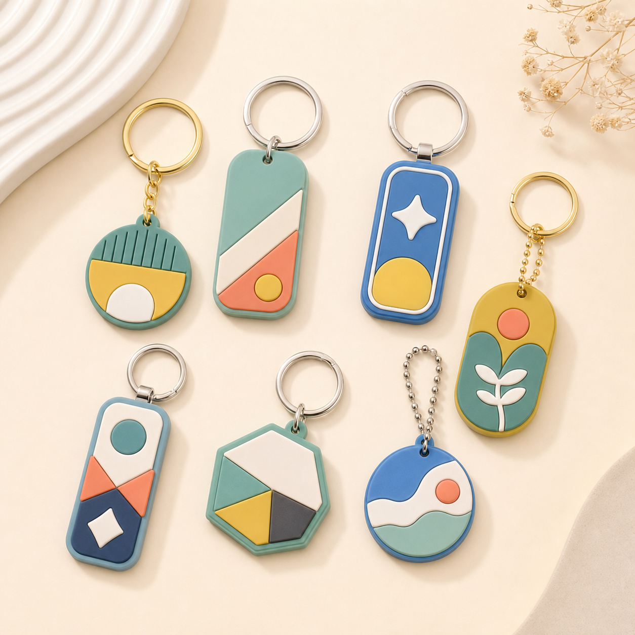 Custom logo PVC tag keyrings