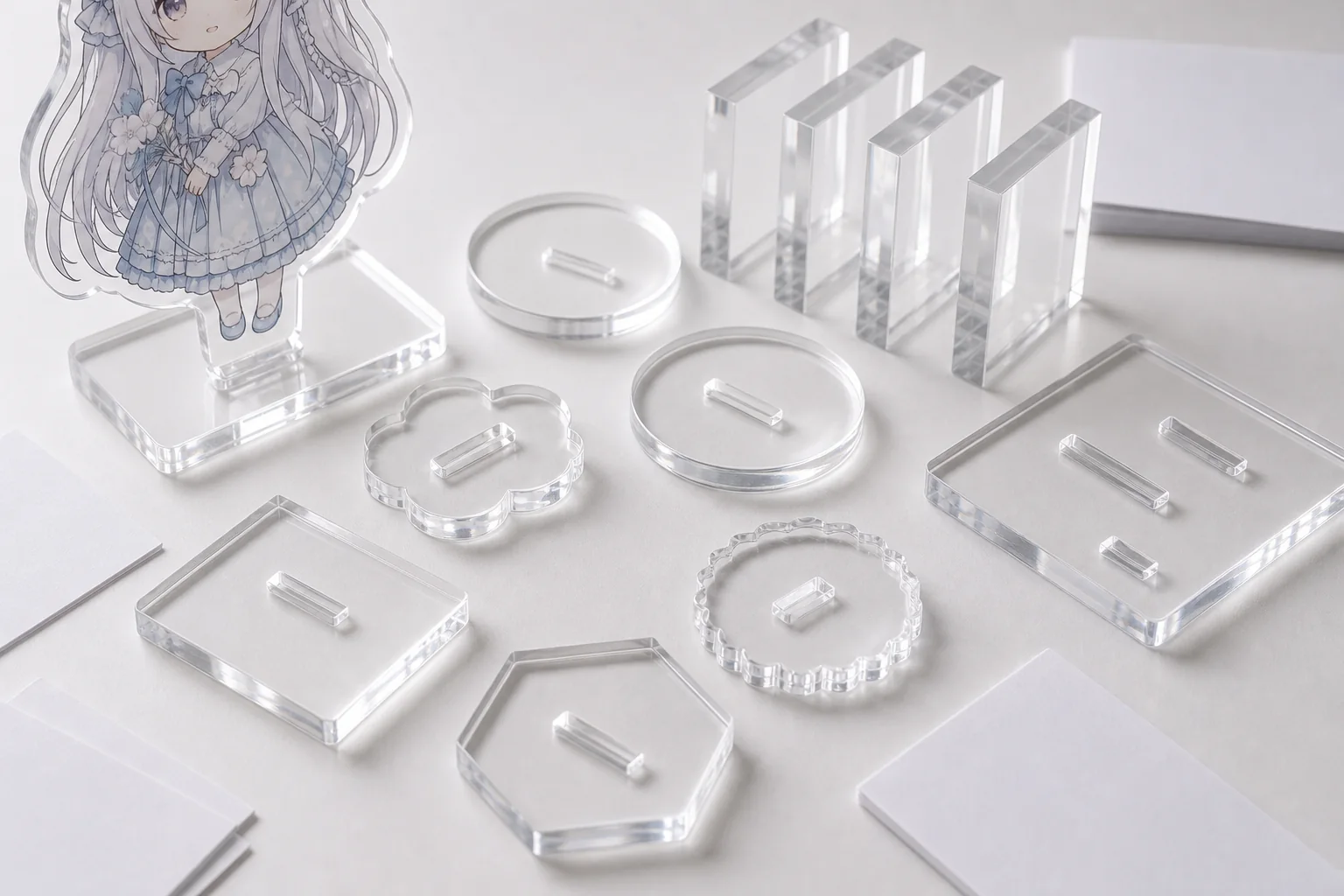 OEM acrylic stand base samples for checking shape, material and slot position