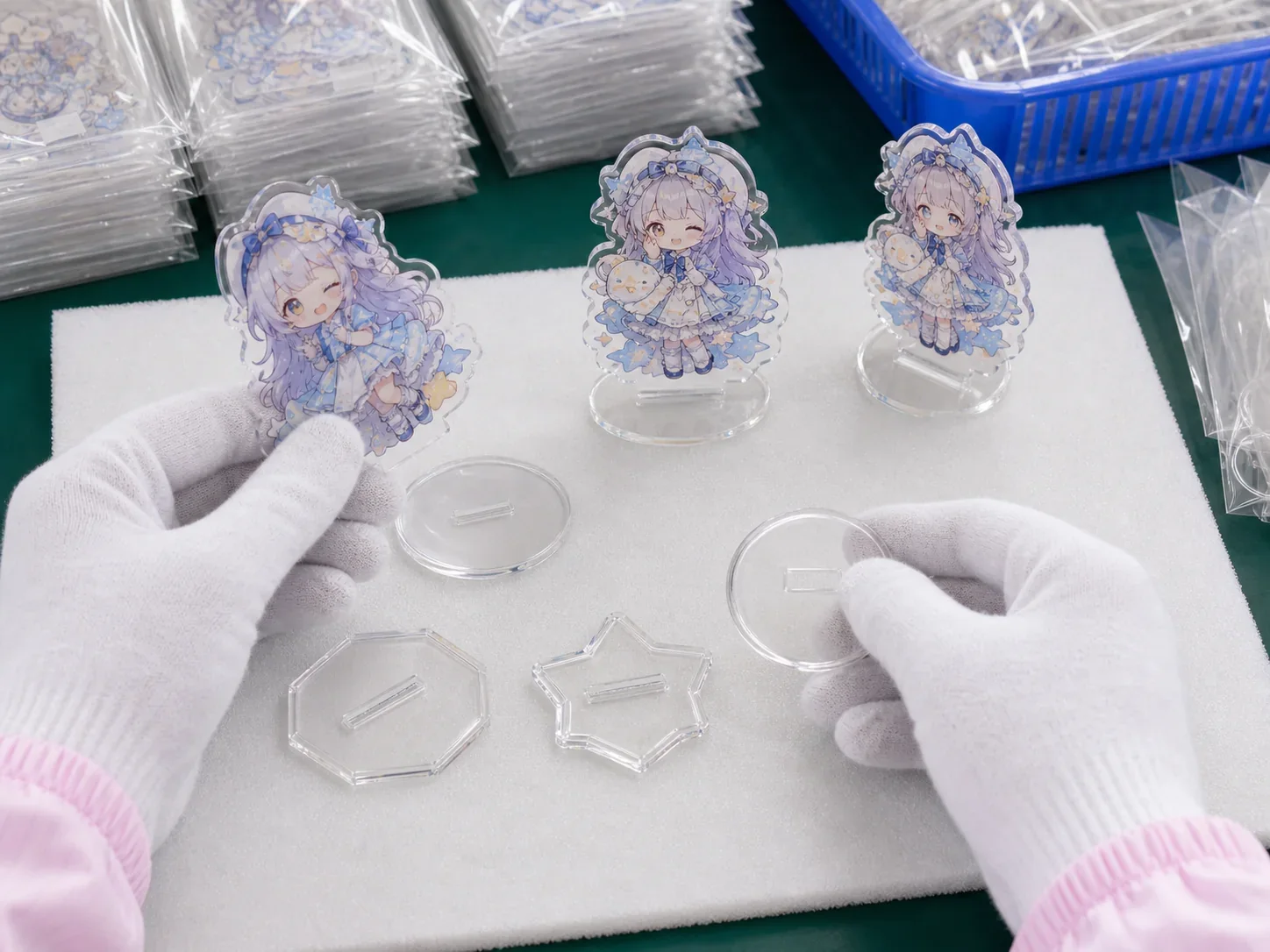 Acrylic stand base design examples for event merchandise and e-commerce sales
