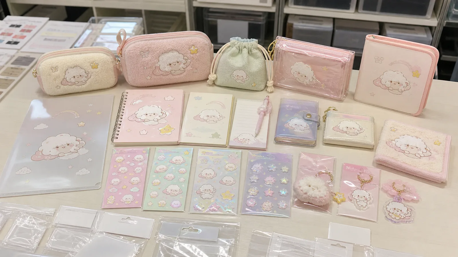 Stationery stickers and storage goods sample set
