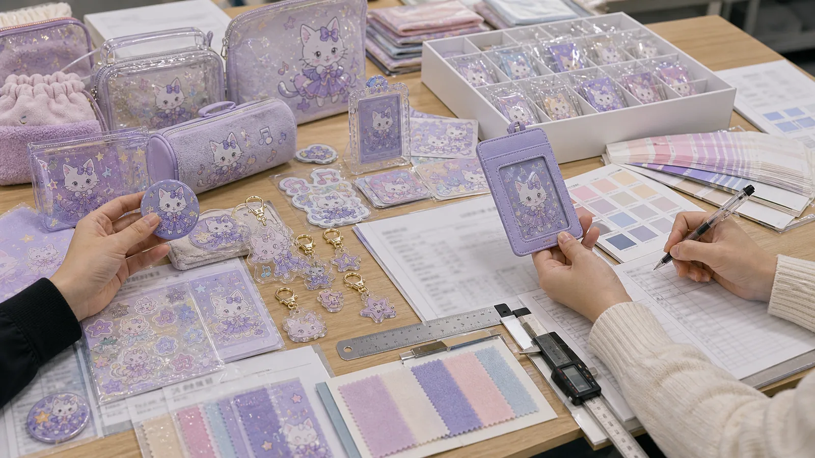Sample color SKU and packaging review for fan goods