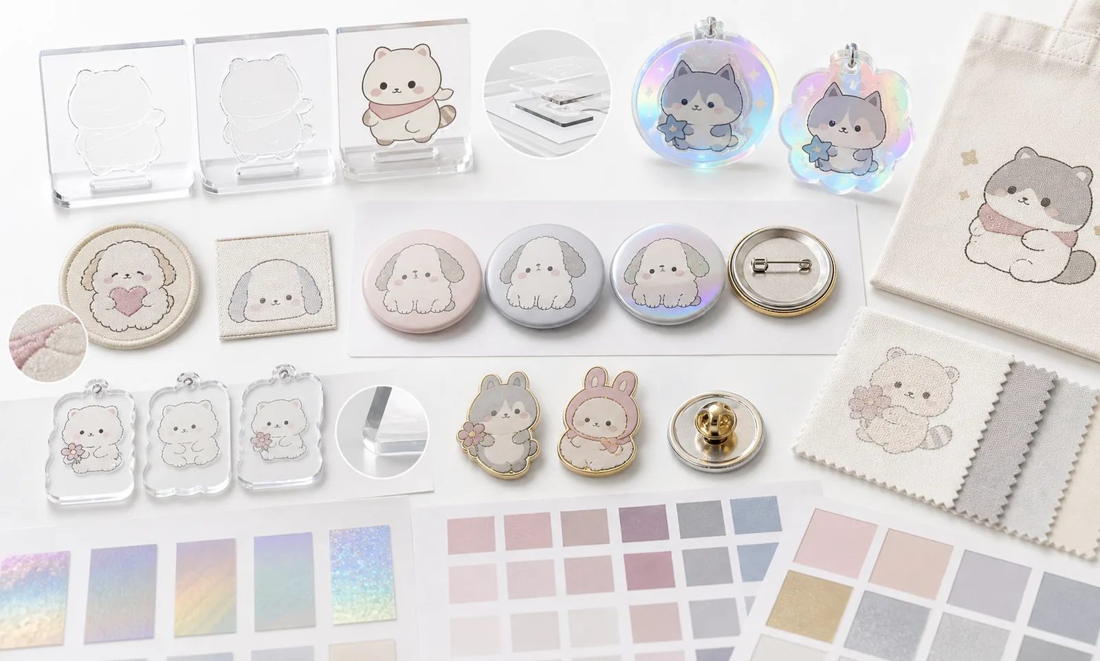 Printing and processing samples for character goods