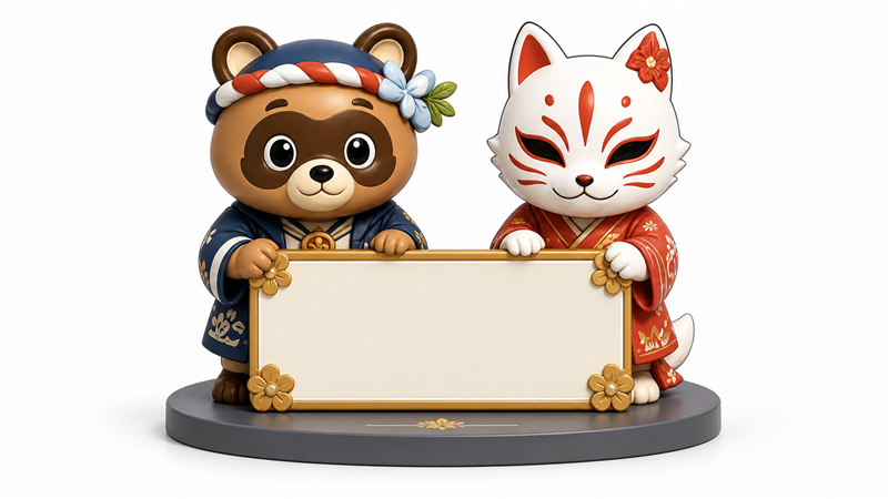 PVC sofubi figure custom case for paired characters and custom bases