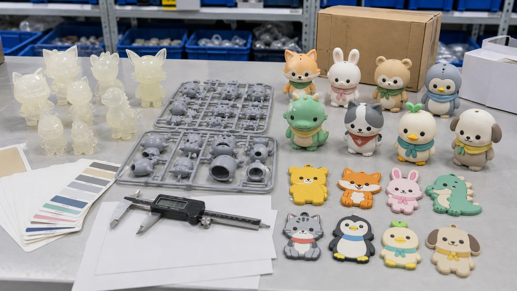 Comparison sample of sofubi, resin, injection molding, and rubber soft PVC processes