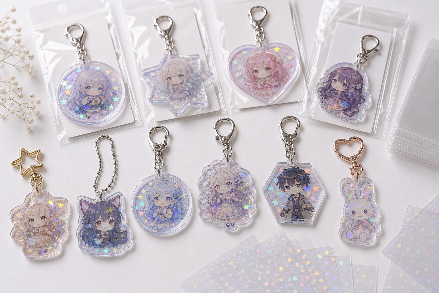 Hologram acrylic keychain sample for lottery prize and character goods