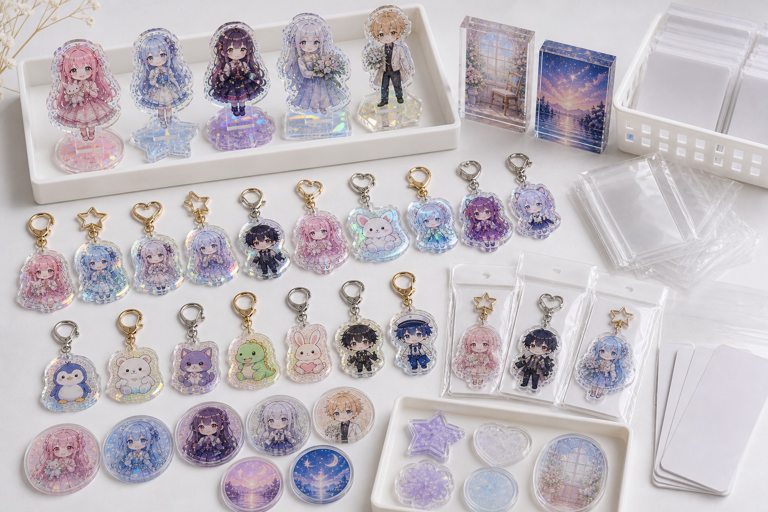 Hologram acrylic goods series including keychains and related acrylic items