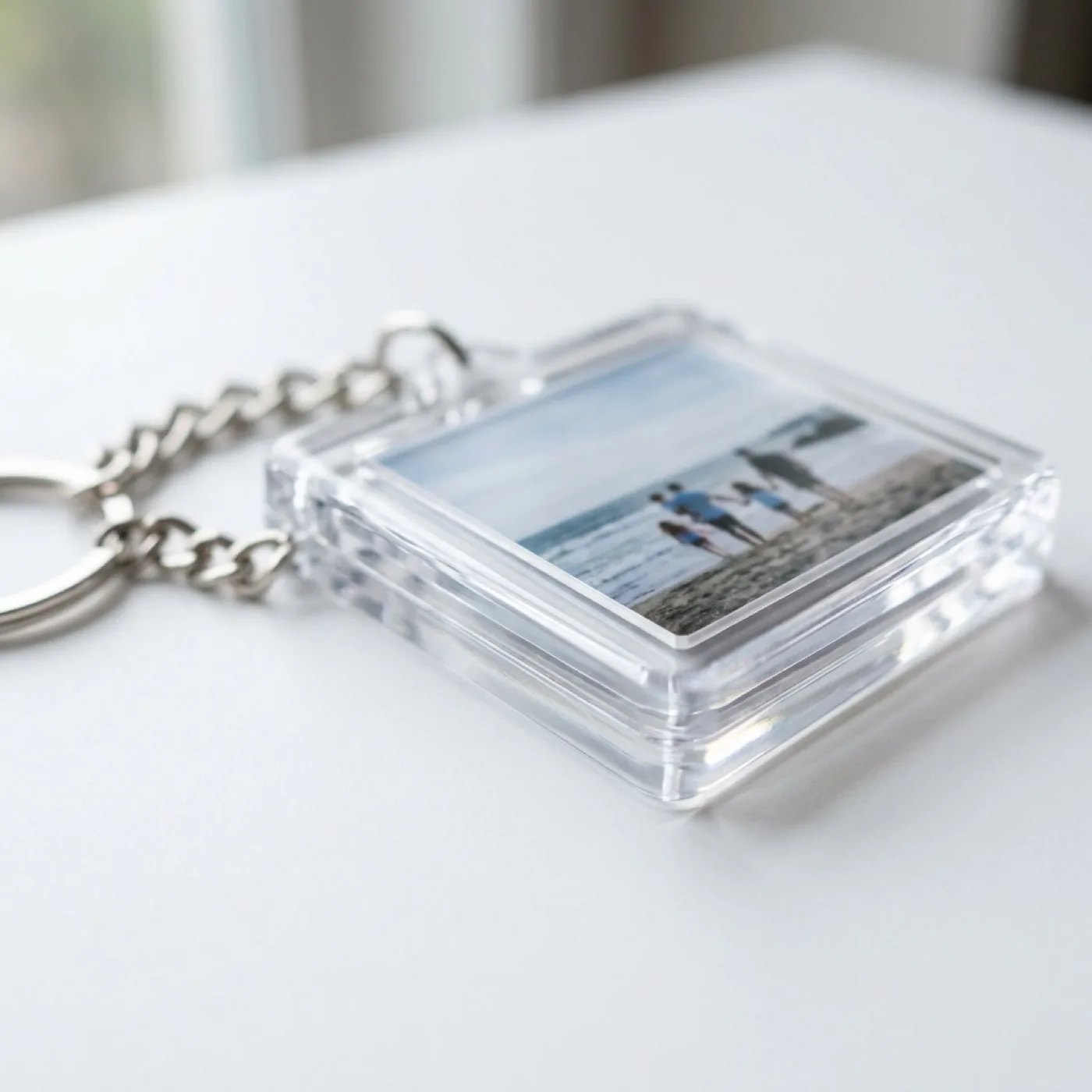 Layered acrylic photo charm detail