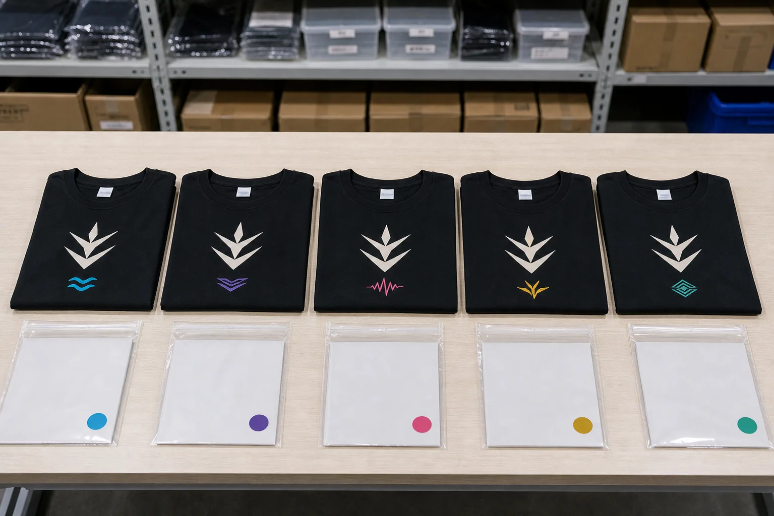 Multi-SKU live T-shirts produced in five member colors