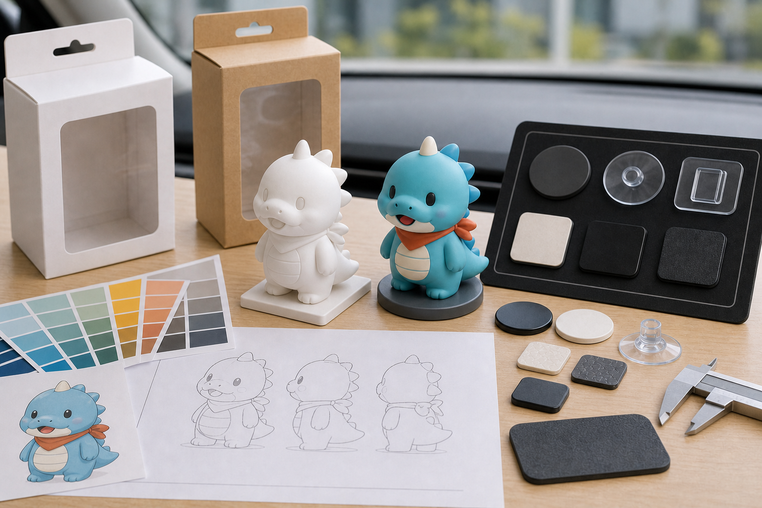 PVC car dashboard figure sculpting and white prototype review