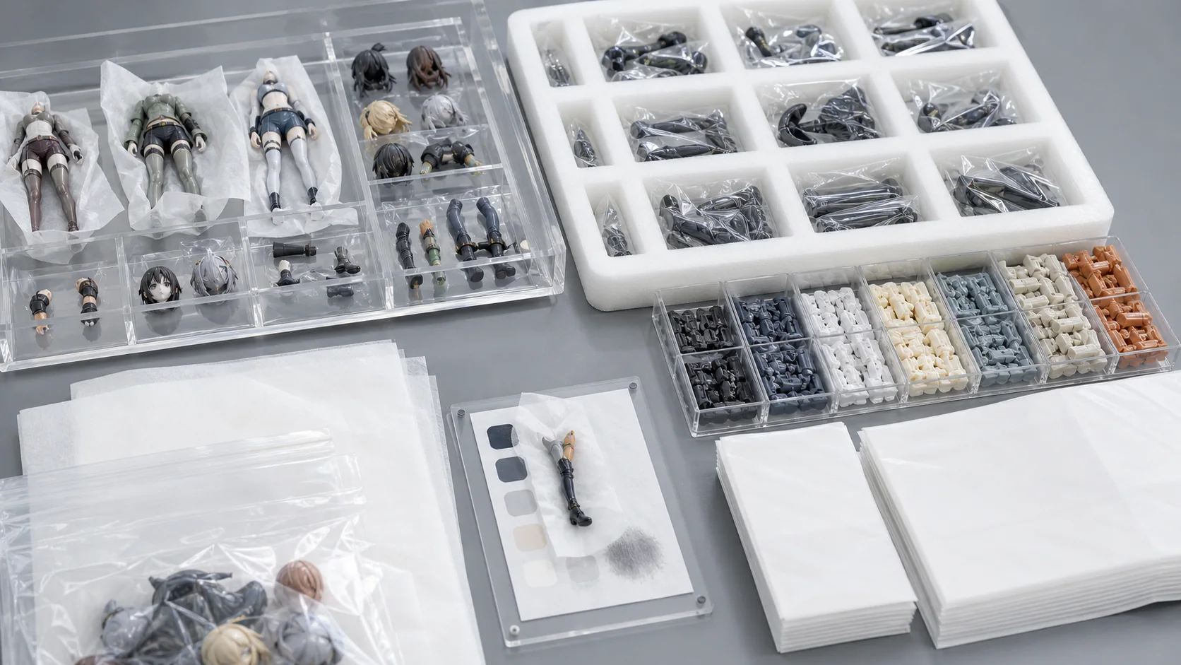 PVCフィギュアの色移りを防ぐ保護包装とパーツ分離