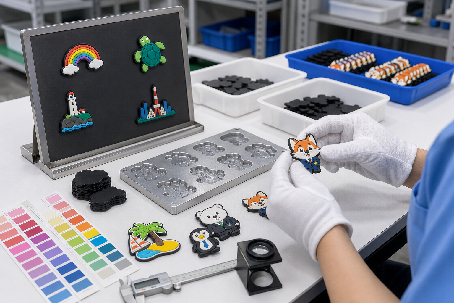 PVC冷蔵庫マグネットの量産前検品と磁力確認