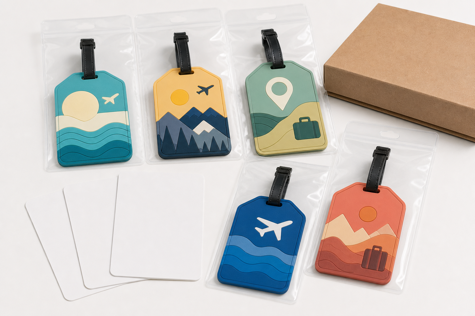 Backing card packaging design for custom PVC luggage tags