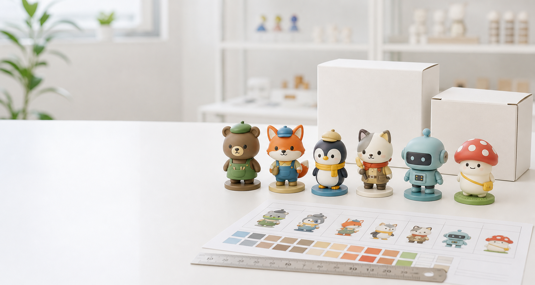 Original character PVC mini figure OEM samples with color reference sheets