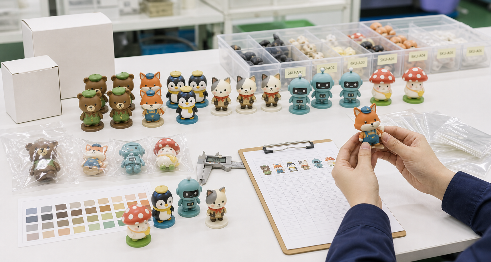Mass production and inspection for PVC mini figures