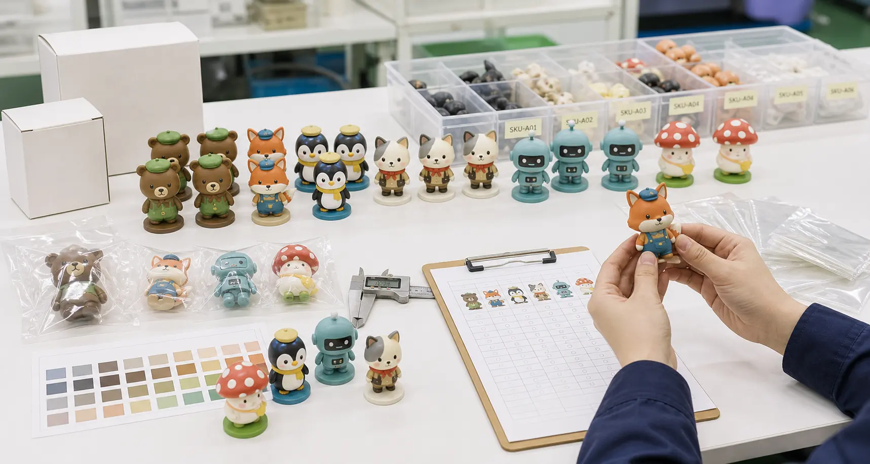 PVCミニフィギュアの量産と検査