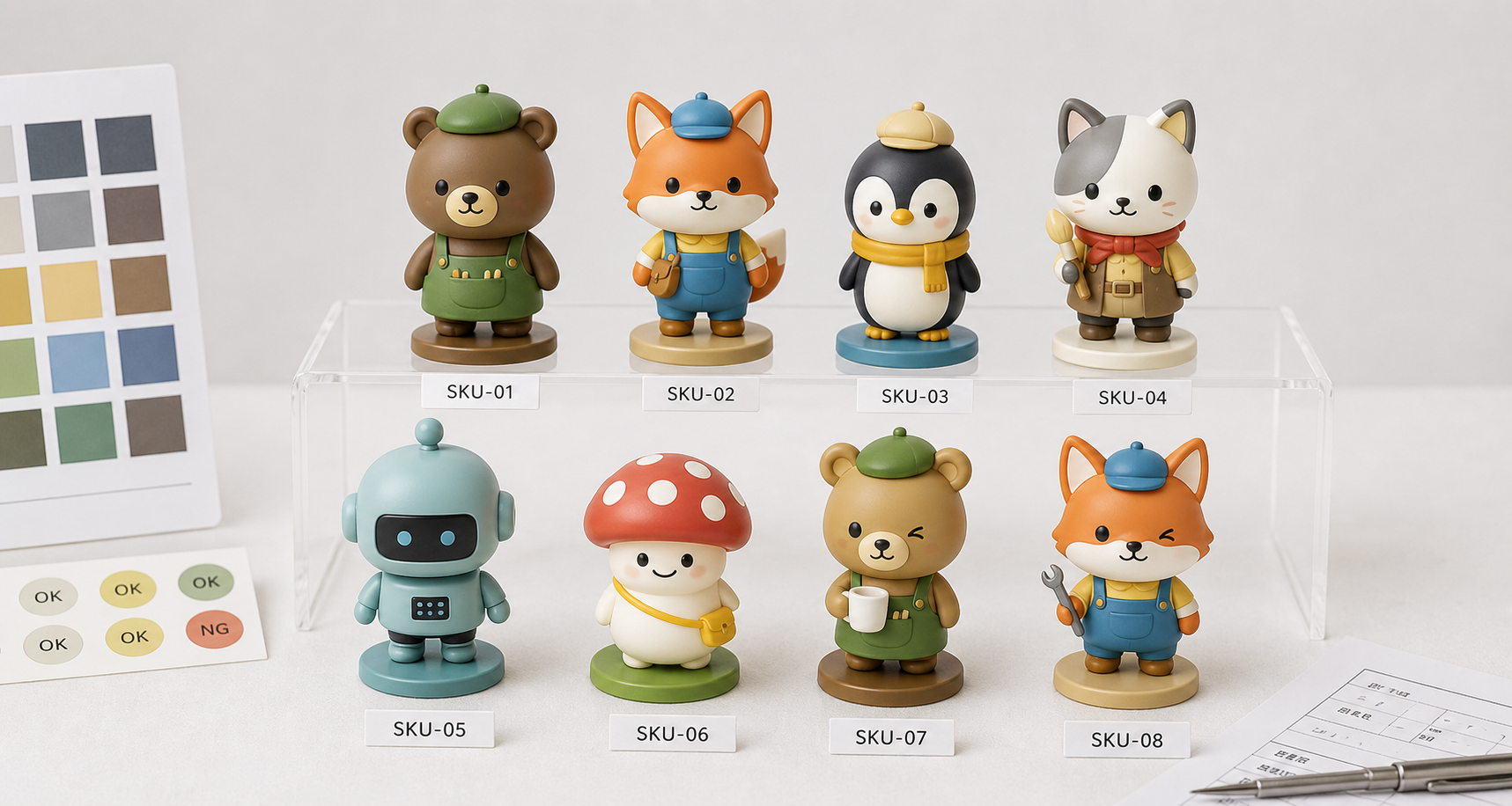 Colored sample review for PVC mini figures
