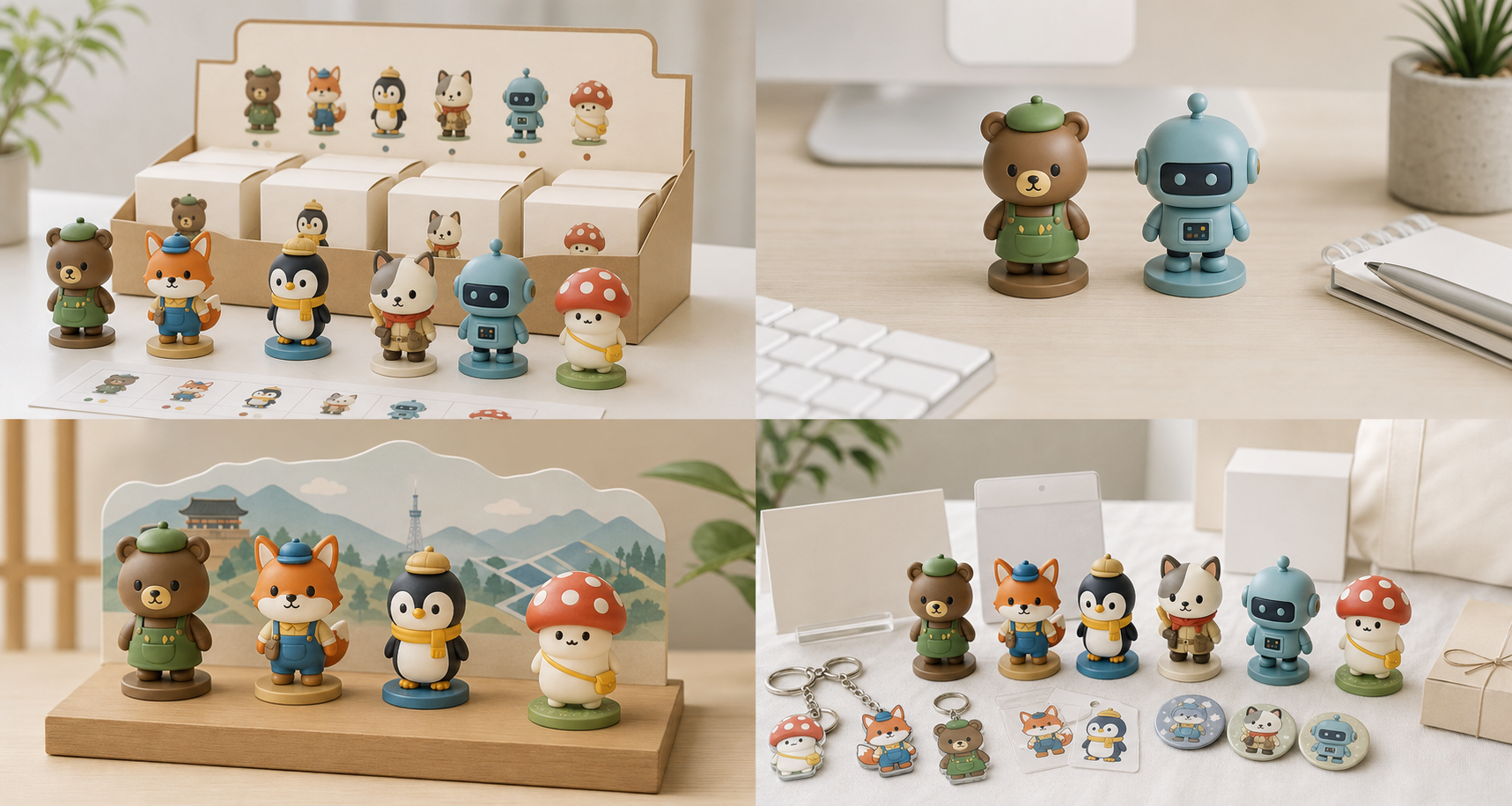 Tray packing and set lineup example for PVC mini figures