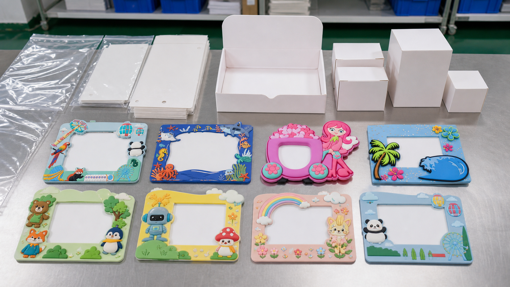 Custom PVC photo frames with backing-card packaging and multi-SKU management