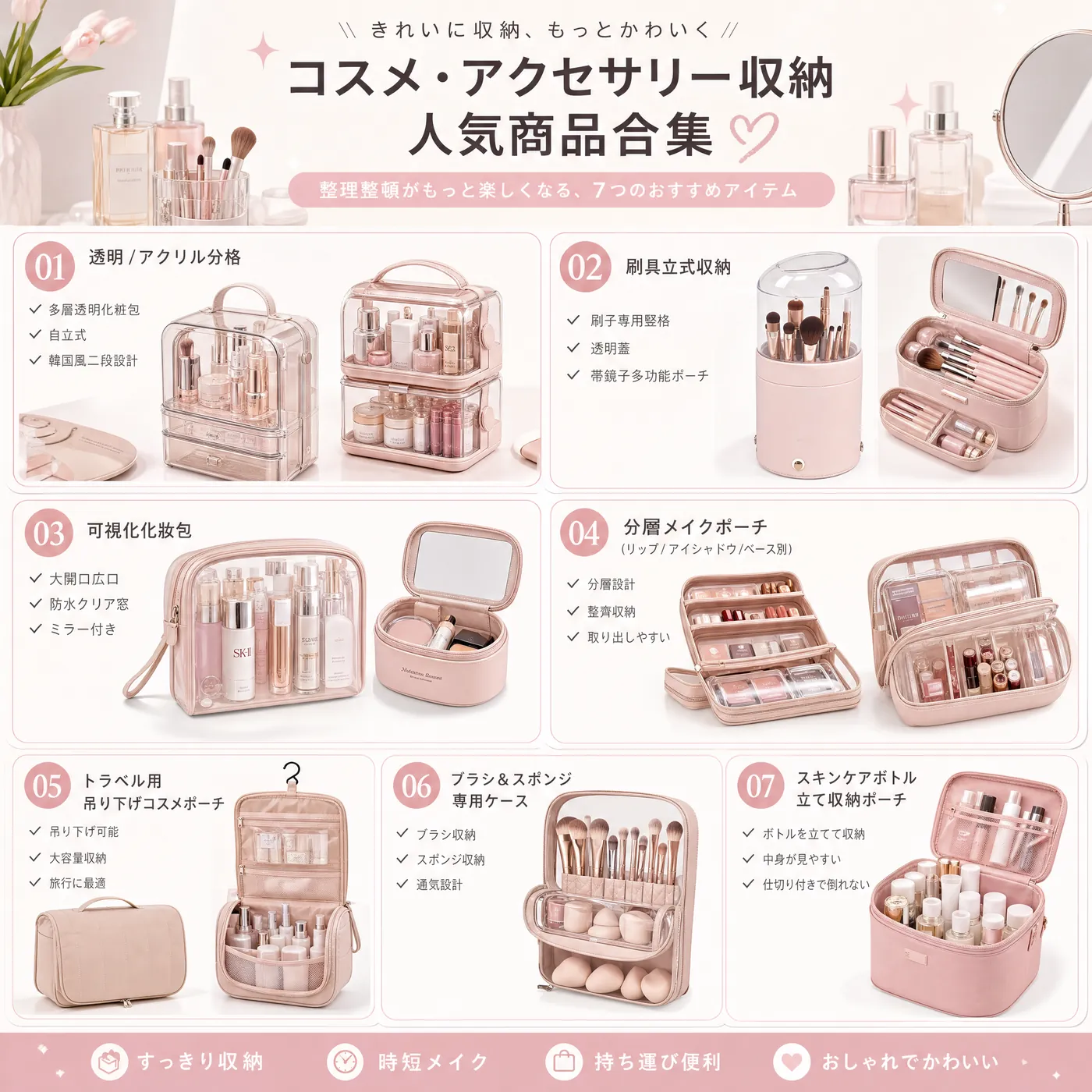 コスメとアクセサリー収納の人気商品をまとめた参考情報画像