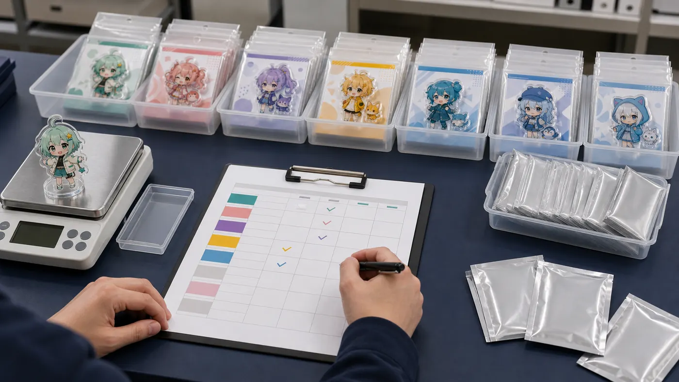 Acrylic goods checked against a mix ratio control sheet