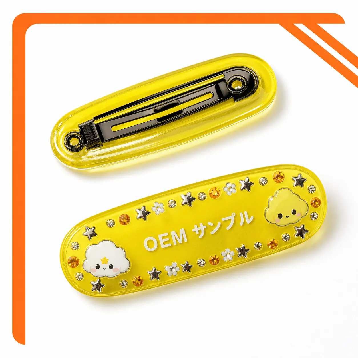 Original character-shaped acrylic hair clip sample for OEM planning
