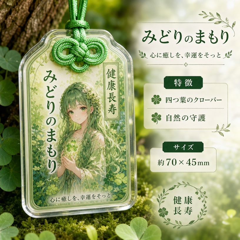 緑色の通常タイプアクリルお守りチャームサンプル