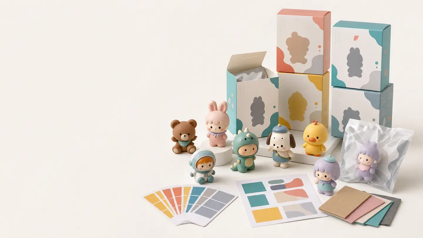 Custom blind-box figure series prepared as a coordinated prize merchandise program