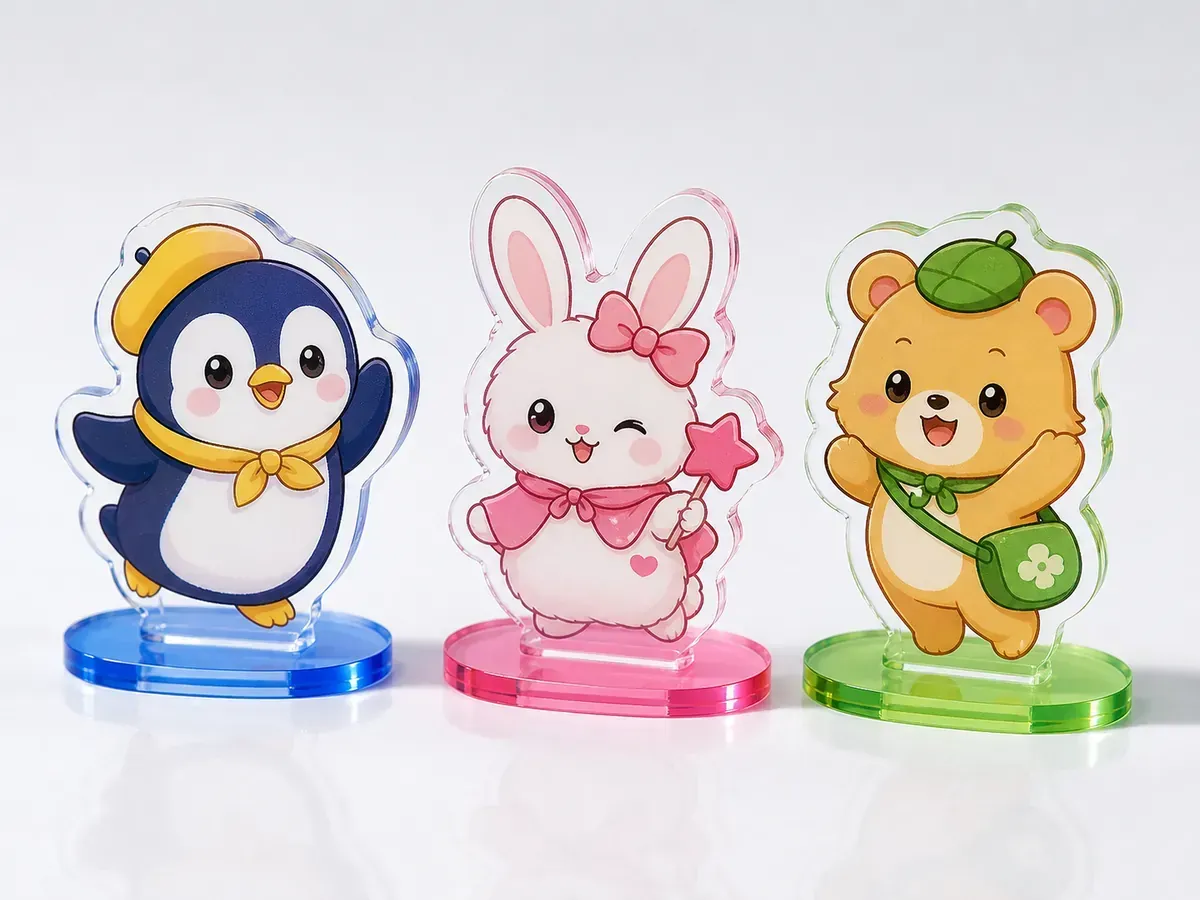 Acrylic stand and keychain product mix for a cafe collaboration campaign