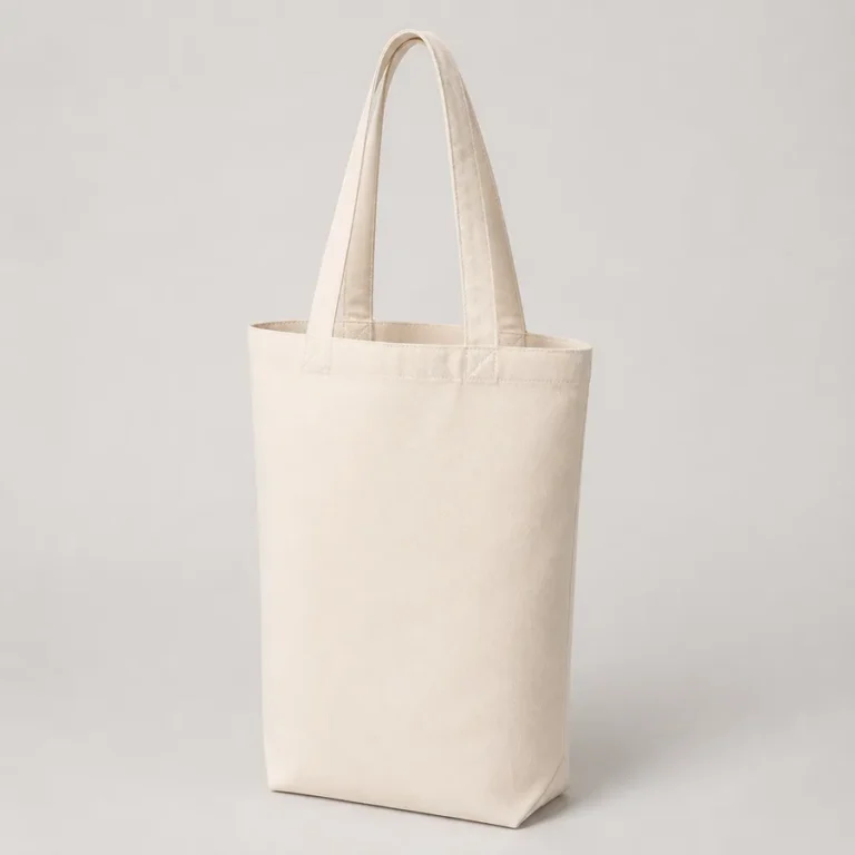 Vertical shoulder canvas tote with a bottom gusset