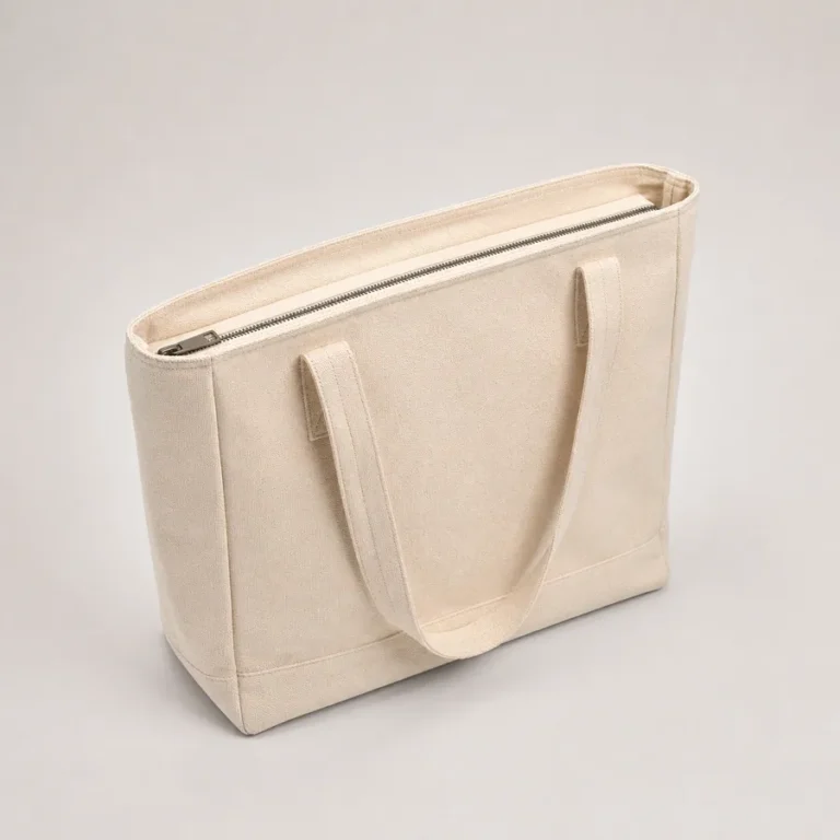 Zip-top custom canvas tote bag
