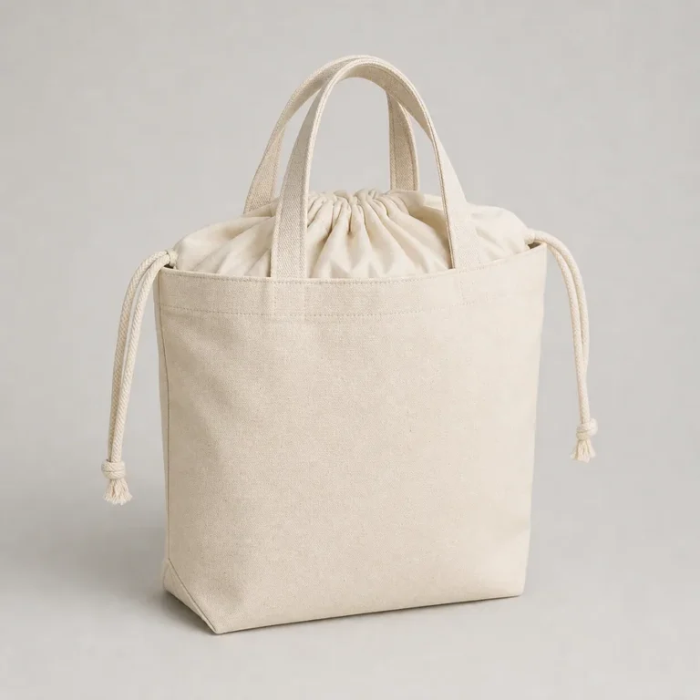 Drawstring-top custom canvas tote