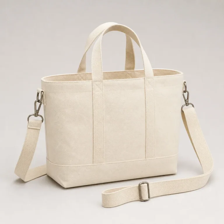Two-way canvas tote with shoulder strap
