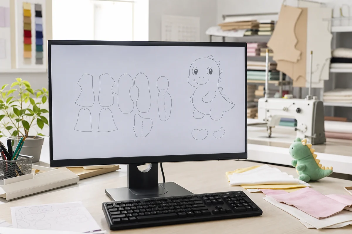 Digital plush pattern making on a CAD screen
