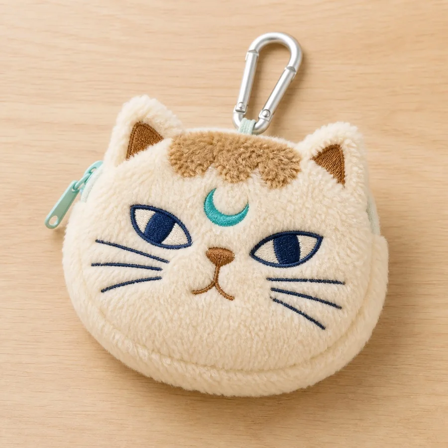 Physical sample for a mini novelty plush pouch